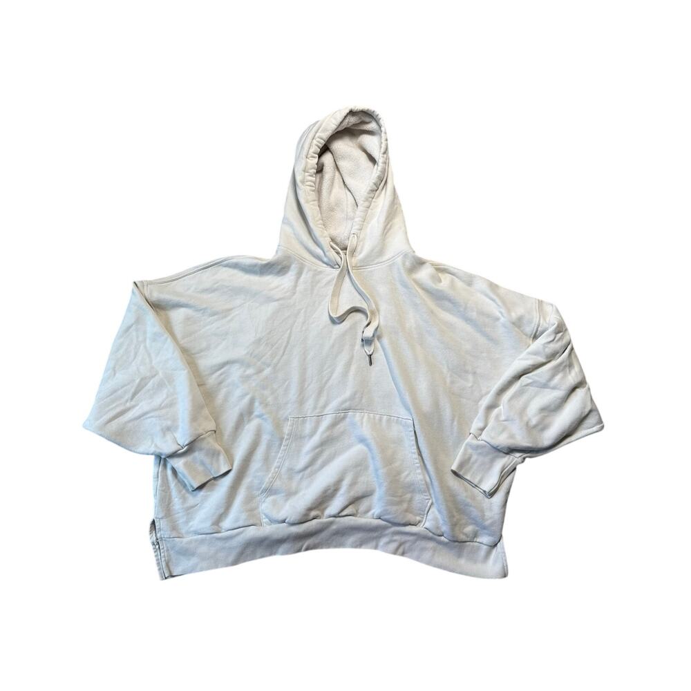 American Eagle Women's Seriously Huggable Oversized Cream Fleece Hoodie Size L - Picture 2 of 12